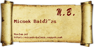 Micsek Balázs névjegykártya